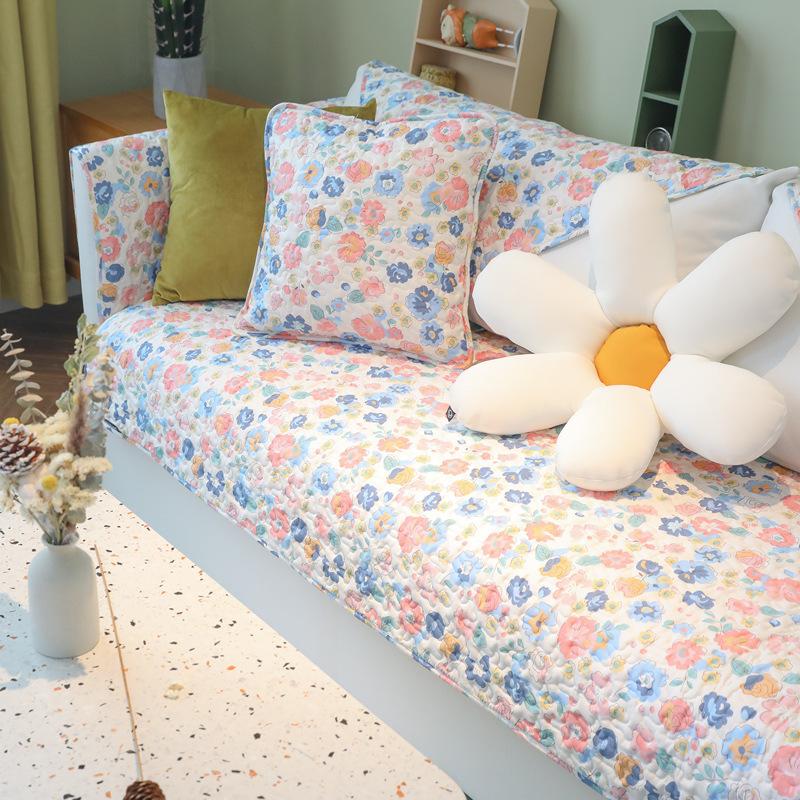 

Маленькая китайская диванная подушка из чистого хлопка со свежим цветочным рисунком, нескользящая всесезонная подушка для дивана, полотенец, подушка для сиденья 70*70cm