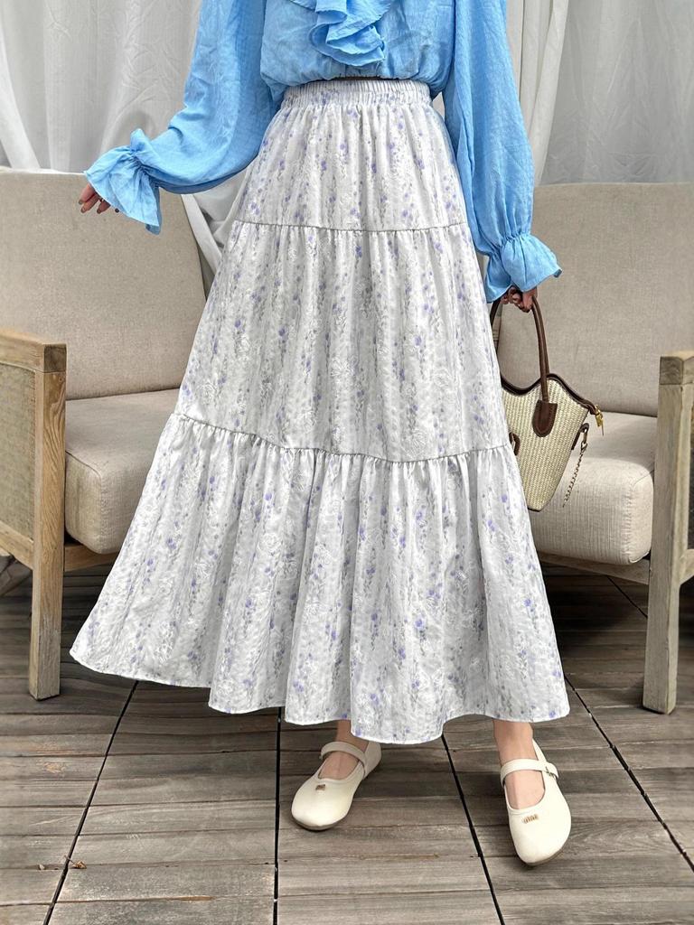 French Sweet Embroidered High-Waist A-Line Dress