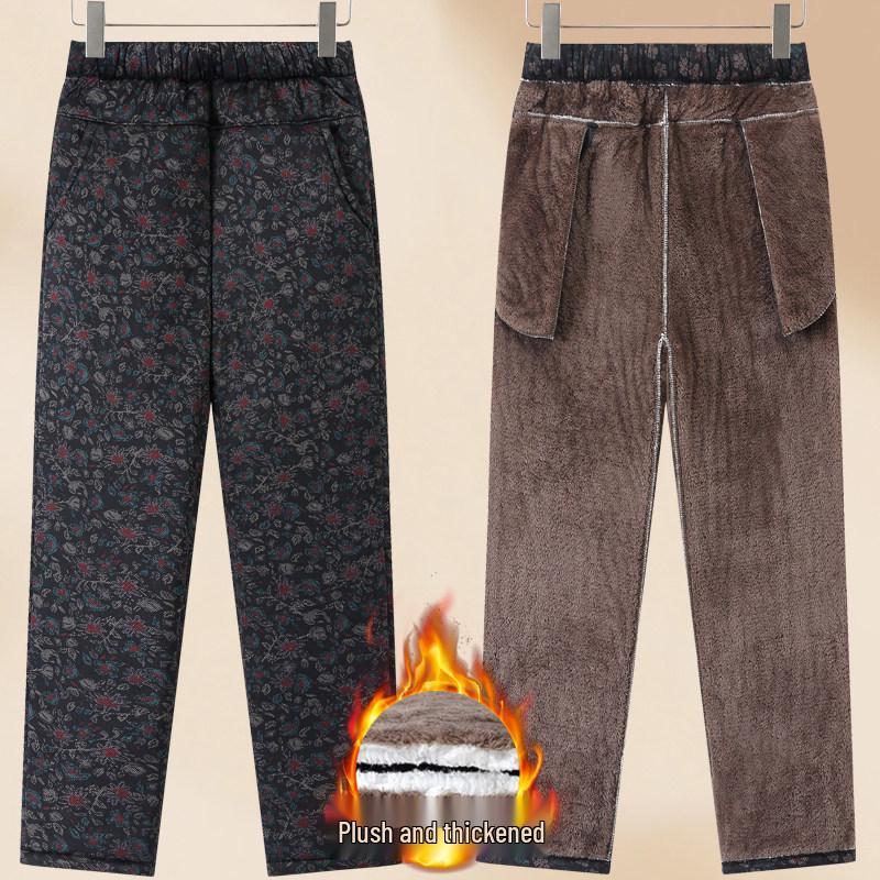 Mom's Cotton Velvet Thick Warm Winter Pants for Elderly Women