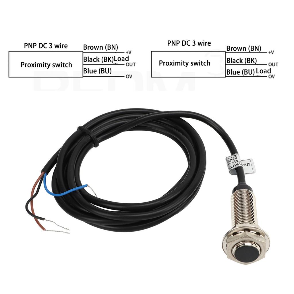 4 Stück 12mm Induktiver Näherungsschalter PNP 3-Draht Normally Open IP67 NO Kontakt Näherungssensor 6-36V
