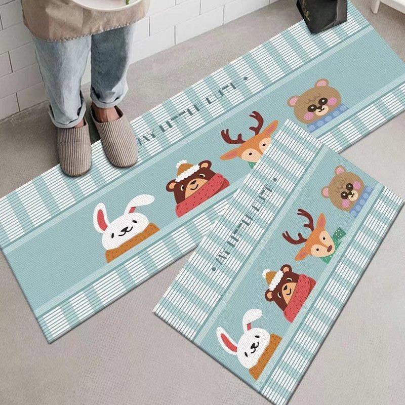 

Коврик для кухни Водонепроницаемый кожаный ковер ПВХ Домашнее украшение Мультяшный напольный коврик Маслостойкие нескользящие коврики Alfombra De Cocina 50x80cm