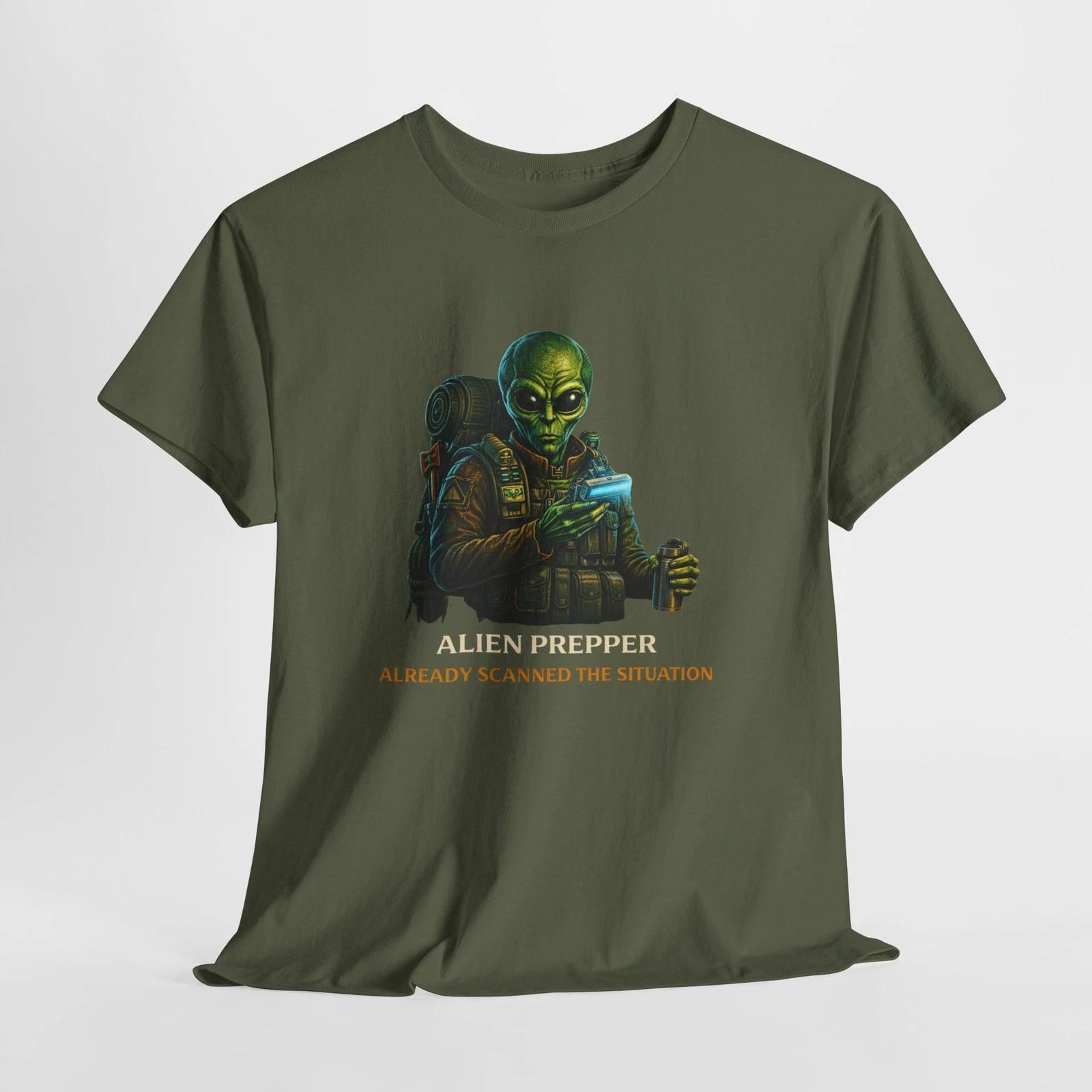 Alien Prepper Tee | Sci‑Fi Alien with Backpack, Already Scanned the Situation 120