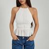 Sleeveless Chiffon Vest Tops Halter Women's Crop Top Fashion Lace-up Camisole  Beach