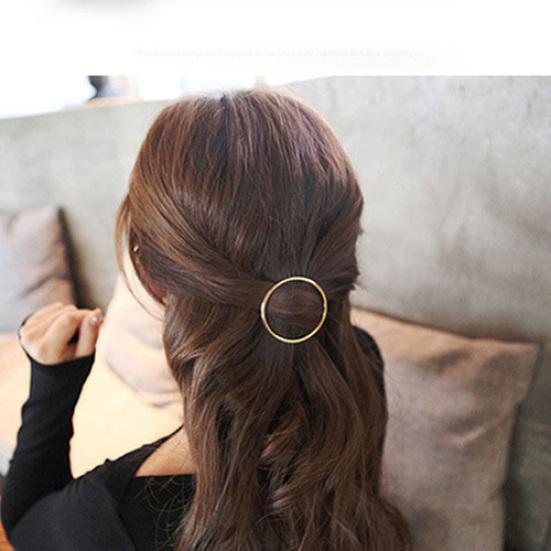 Mode Frauen Geometrie Golden Silber Ton Dreieck Haarnadel Haarspange Haarschmuck