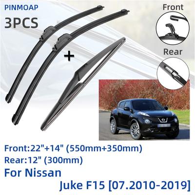 Balais d'essuie-glace avant et arrière, accessoires de coupe, crochet J, pour Nissan Juke F15 07.2010 – 2019, 2011 2012 2013 2014 2015 2016 2017 2018