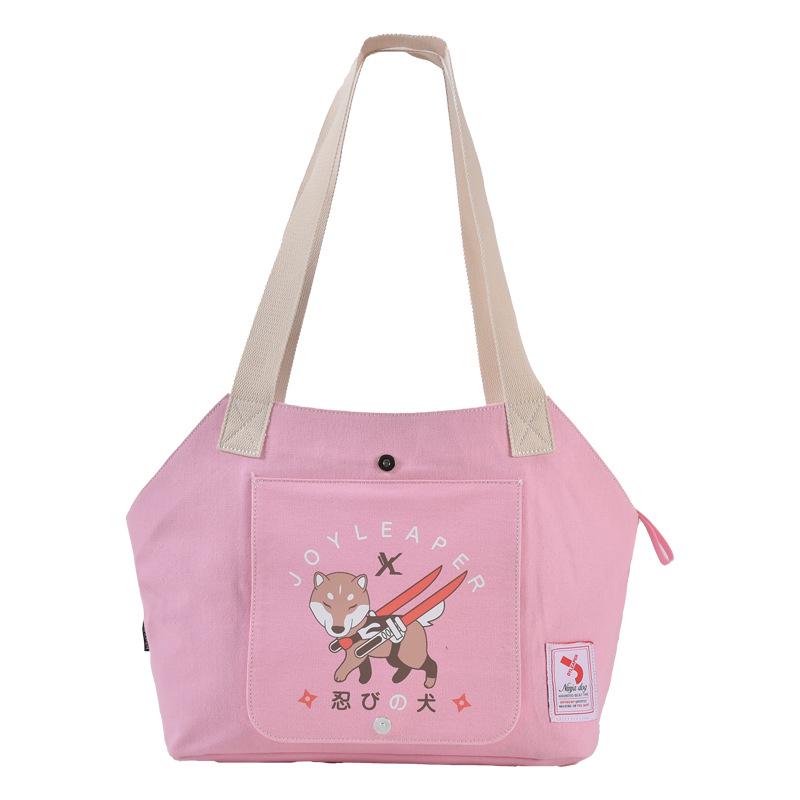 One-Shoulder Lightweight Canvas Crossbody Bag for Small Dog Outings