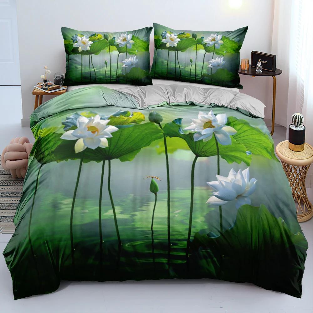 3D Floral Beding Set Rose Sureal Scene Concept Artwork Soft Duvet Cover King Quen Sized Dimensions Colorful Flowers Gren Soft Warm Comforter Cover