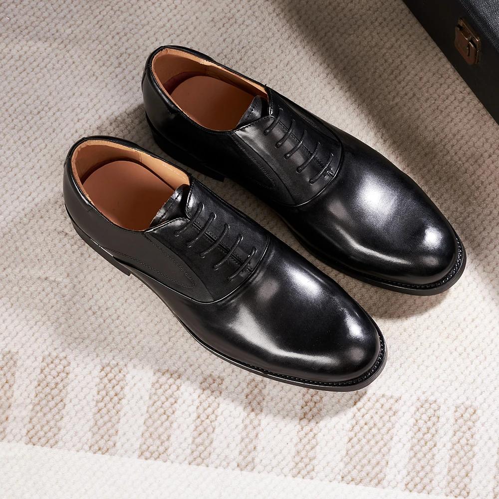 Fashion Formal Genuine Leather Derby Men's Shoes Handmade Goodyear Leather Shoes Classic Lace-up Business Banquet Dress Shoes Men