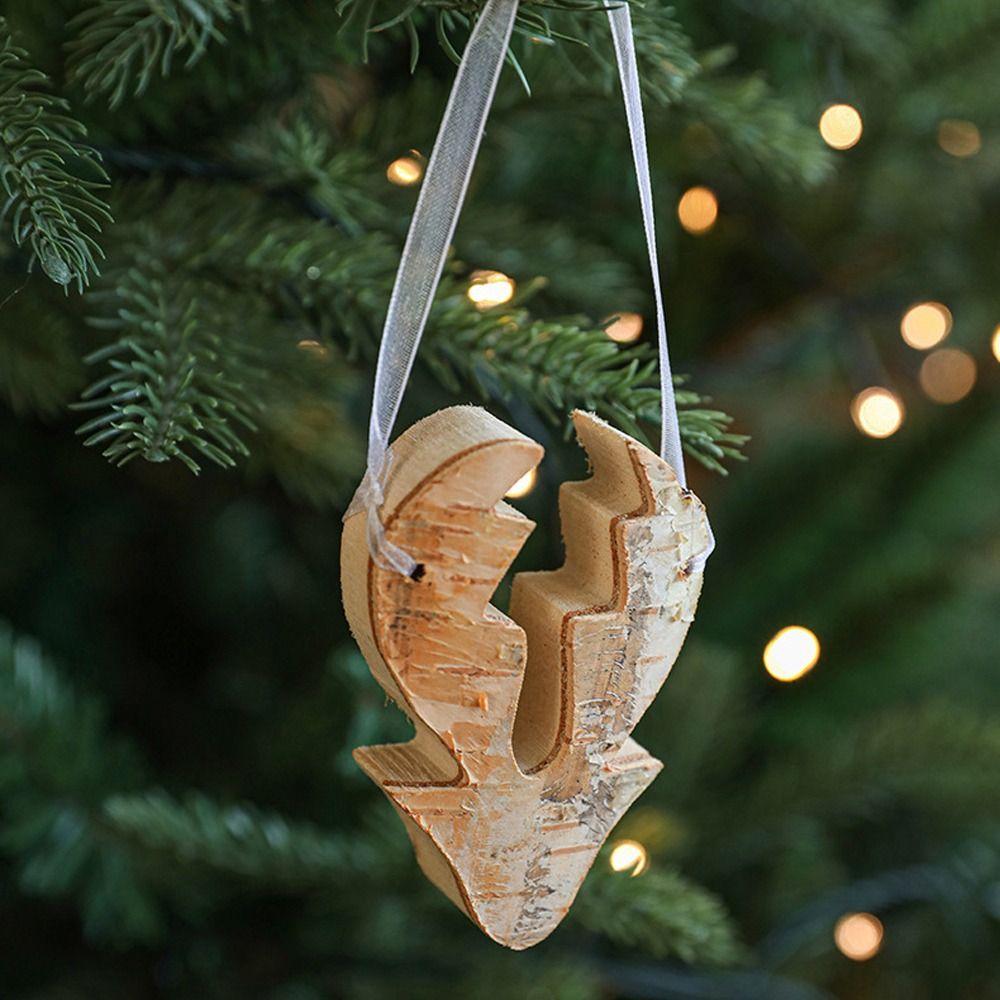 2pcs DIY Christmas Wooden Snowflake Pendant Cartoon Christmas Hanging Decoration Hotel Office Decor