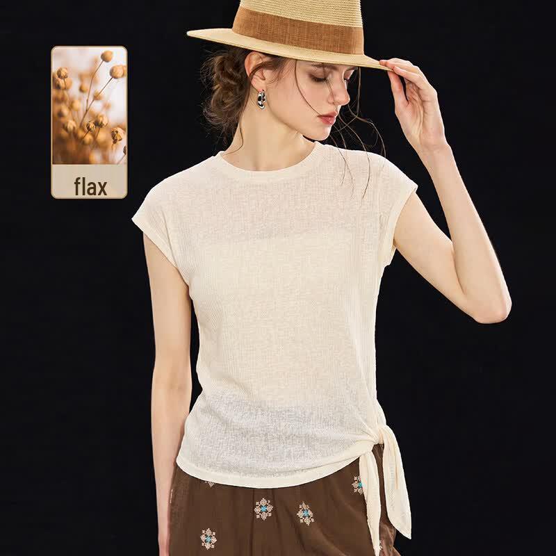 Women s French Retro Linen Blend Knit Top XL