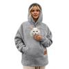 Felpa con cappuccio abbinata in pelle di agnello per uomo e donna, autunno e inverno, vestibilità ampia e casual, calda e confortevole.