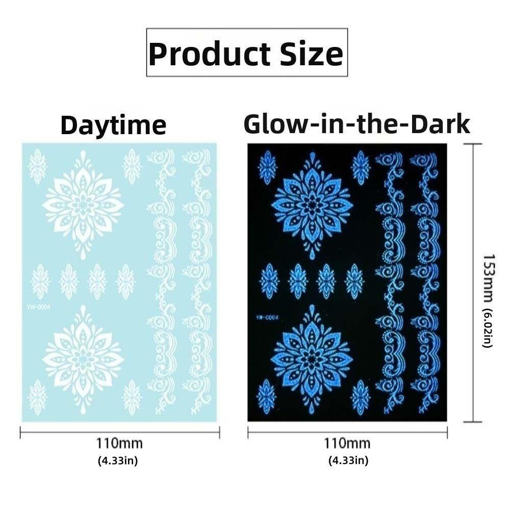 Wedding Tool Luminous Henna Tattoo Sticker White Body Art Sticker Lace Temporary Tattoo  Girls