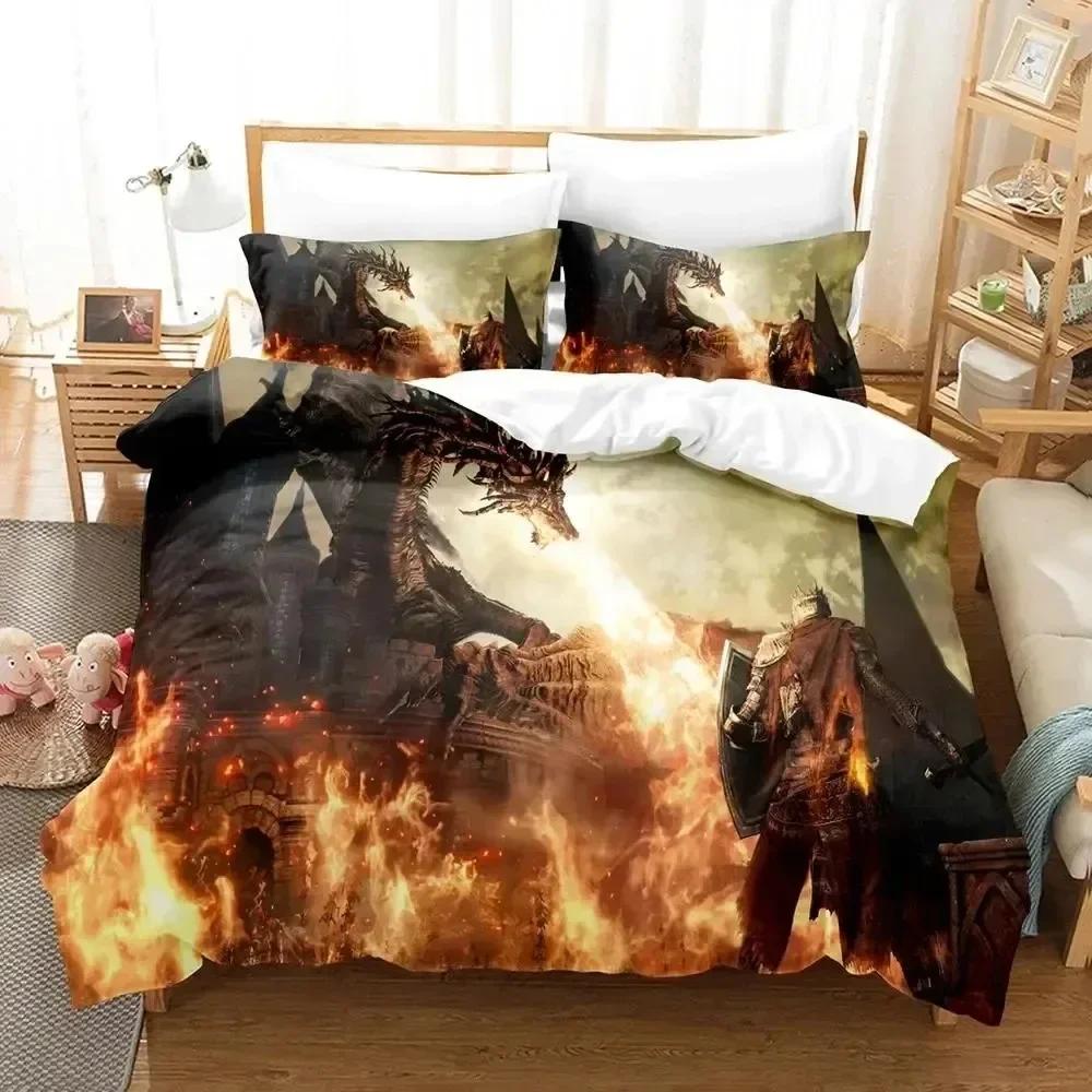 Luxury New 3D Print Game Dark Souls Bedding Set Duvet Cover Bed Set Quilt Cover Pillowcase king Queen Boys Adult Bedding Set