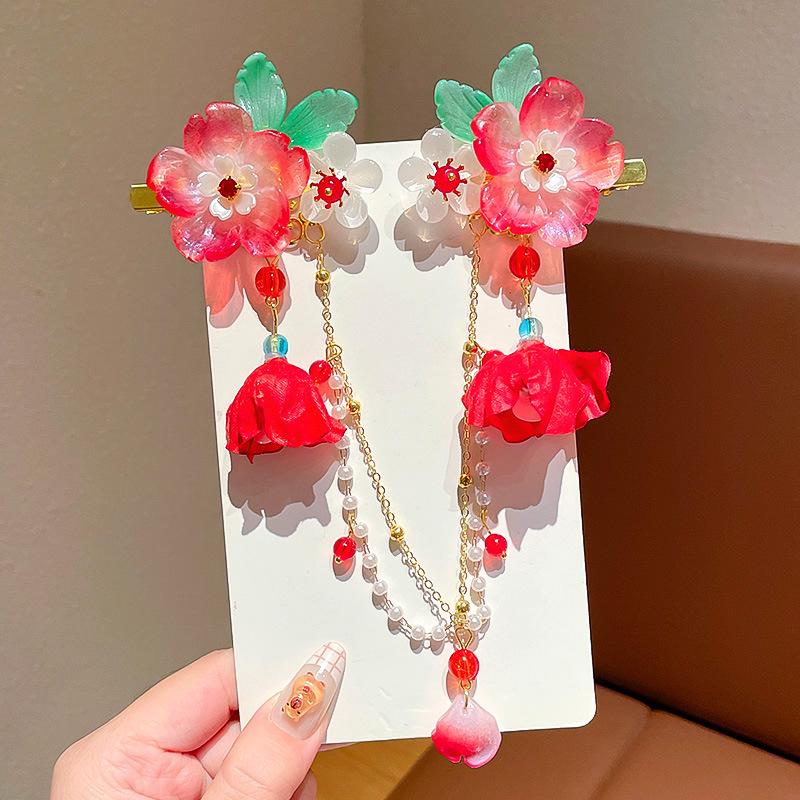 Acessórios de Cabelo Hanfu de Estilo Antigo: Adorno de Cabeça Infantil com Corrente de Testa, Franja e Design de Fada Princesa