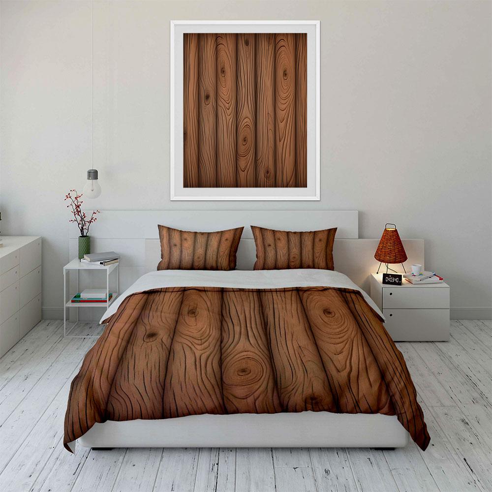 Set Copripiumino con Fantasia Effetto Legno (1*Copripiumino 2*Federe, senza piumino)
