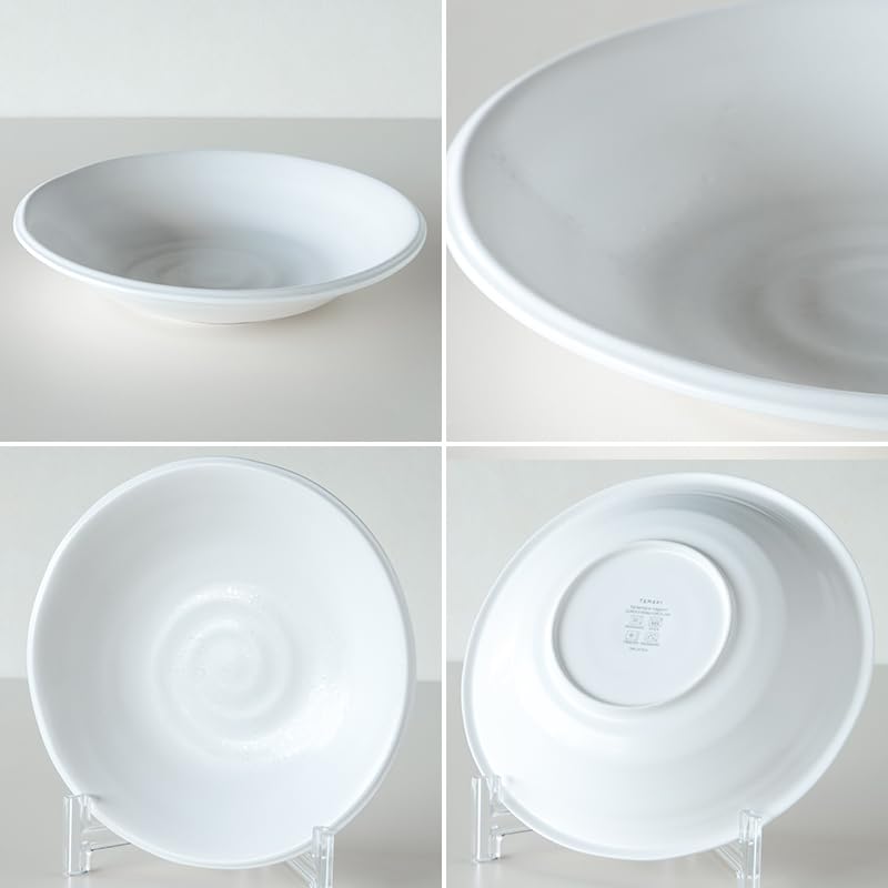 TAMAKI Fortemoa Nagomi Shallow Diameter X Height Lightweight and Oven 7-inch Bowl, White, 24.5cm 5cm, Porcelain, Microwave, Dishwasher, Safe, T-974513