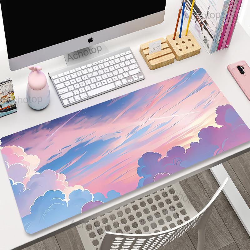 Pink Clouds Mouse Pad Gamer Mousepads Big Gaming Mousepad Kawaii XXL Mouse Mat Large Keyboard Mat xcm Desk Pad For Computer