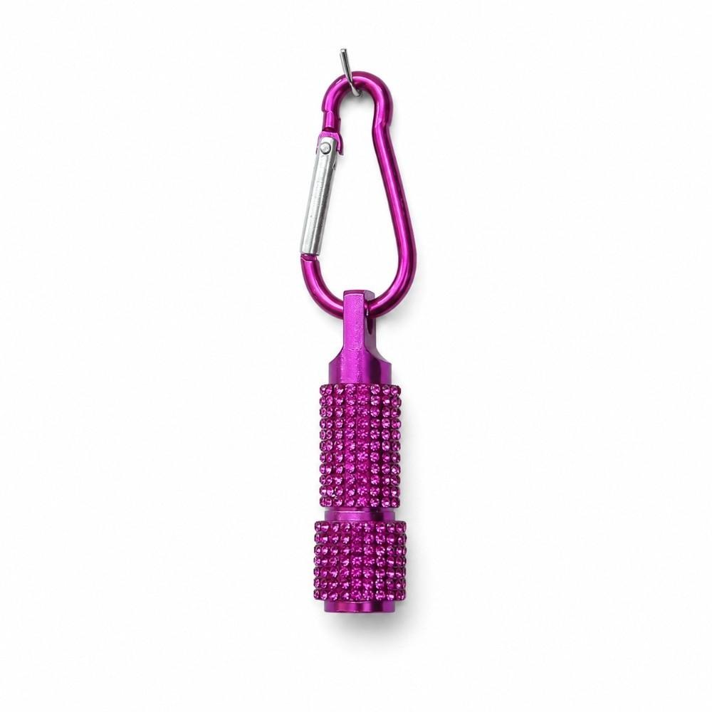 Button Battery Diamond-encrusted Mini Flashlight Carabiner Clip Mini Torches