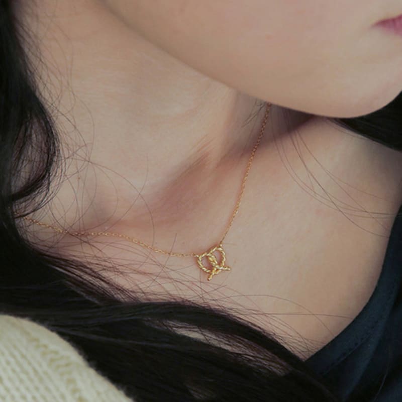 

modernlike 14k gold-filled silver antique twisted pretzel heart necklace Yellow Gold