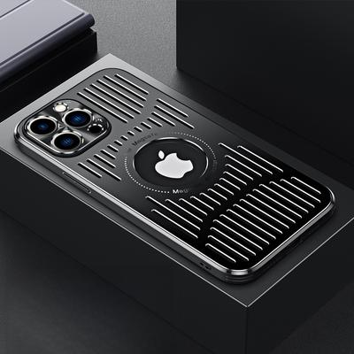 Anwendbar auf iPhone16 Magnetische Leckage Markierung Handyhülle Metall Wärmeableitung Apple 15 ProMax Atmungsaktive Fallschutzhülle