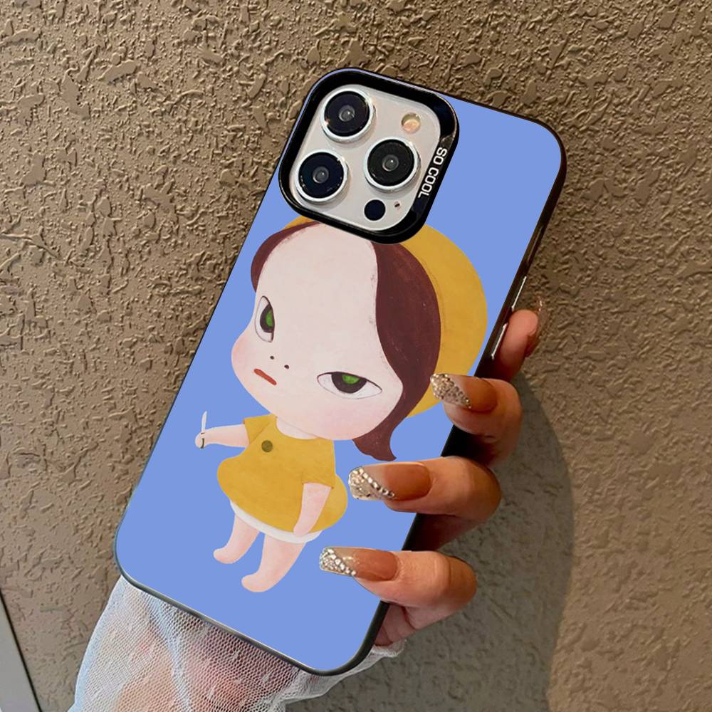 Contemporary Art Yoshitomo Nara Phone Case Color Silver Shell For LPhone 17 16 16e 15 14 13 12 11 Pro Max Plus