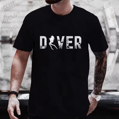 Diver 200 Bar Funny T-Shirt Men Summer Summer Wide Array Shirt Short Sleeve Streetwear Top