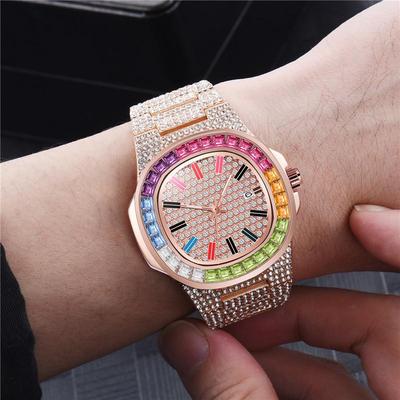 Huaqiangbei Men's Hip Hop Gold Diamond-Studded Fashion Calendar Quartz Watch