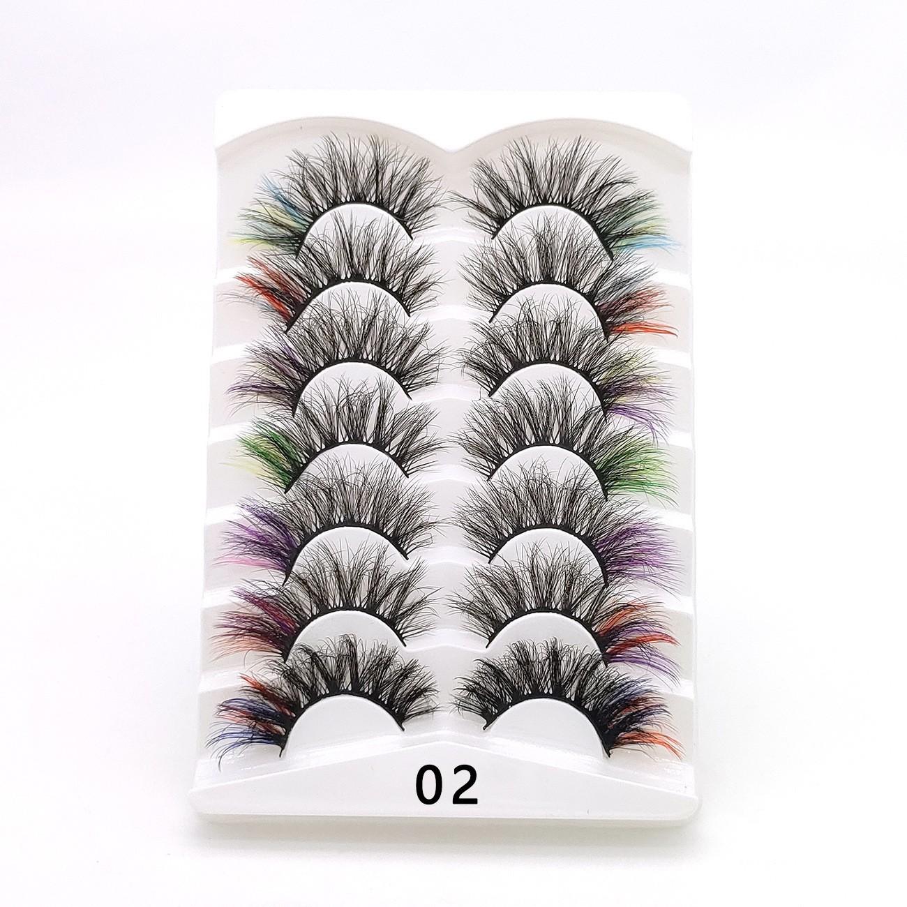 

Многослойные цветные накладные ресницы для косплея, Хэллоуина, Рождества и тематических мероприятий 02Style7Pair of Colorful