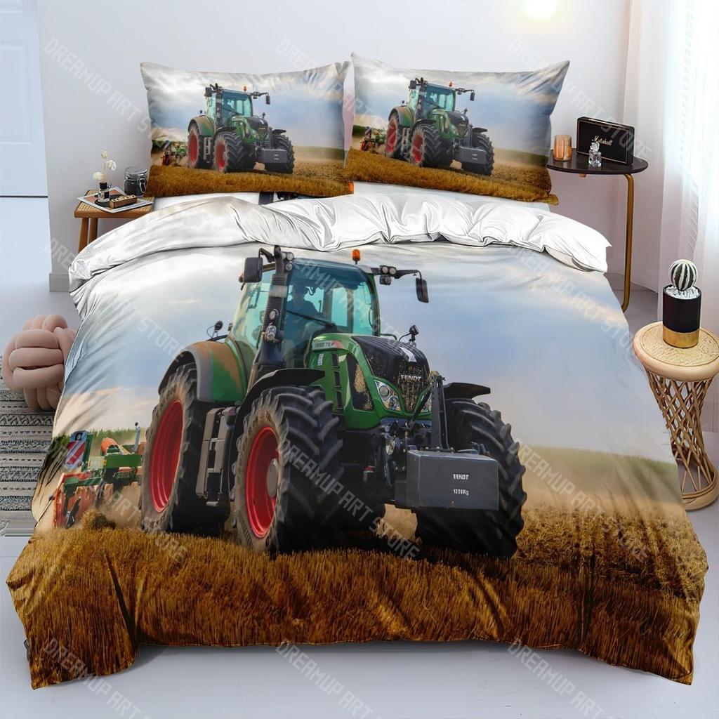 3D Printing Tractor Bedding Set Boys Tractors Duvet Cover Set with Pillowcase Home Textile Twin Full Queen King Children's Gift