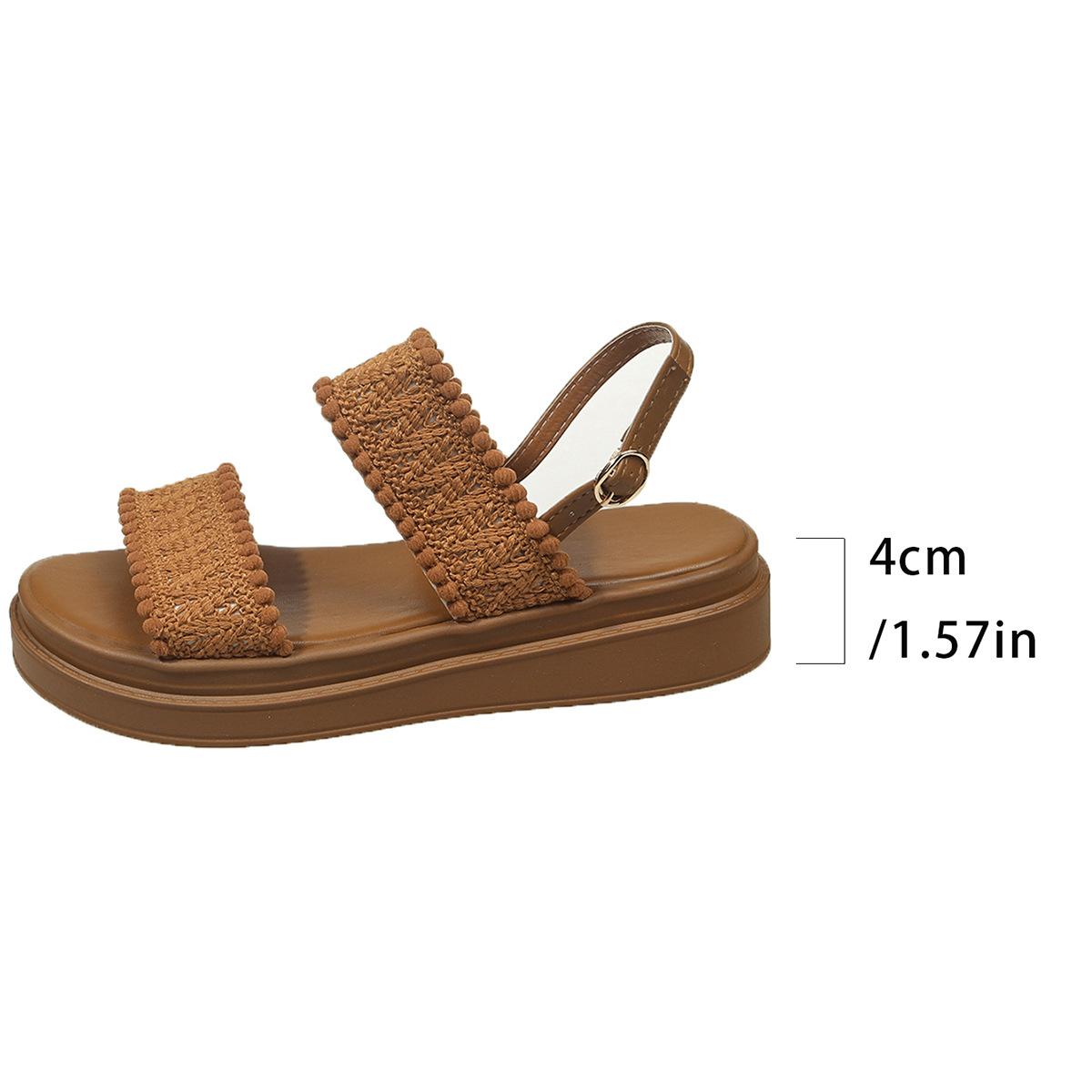 

Cloth platform sandals women s summer new large size beach sandals casual Roman sandals 35 коричневый