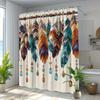 Luxury Boho Feather Shower Curtain Waterproof Polyester Bathroom Decor Tropical Style Coastal Bohemian Curtains Curtain Liners