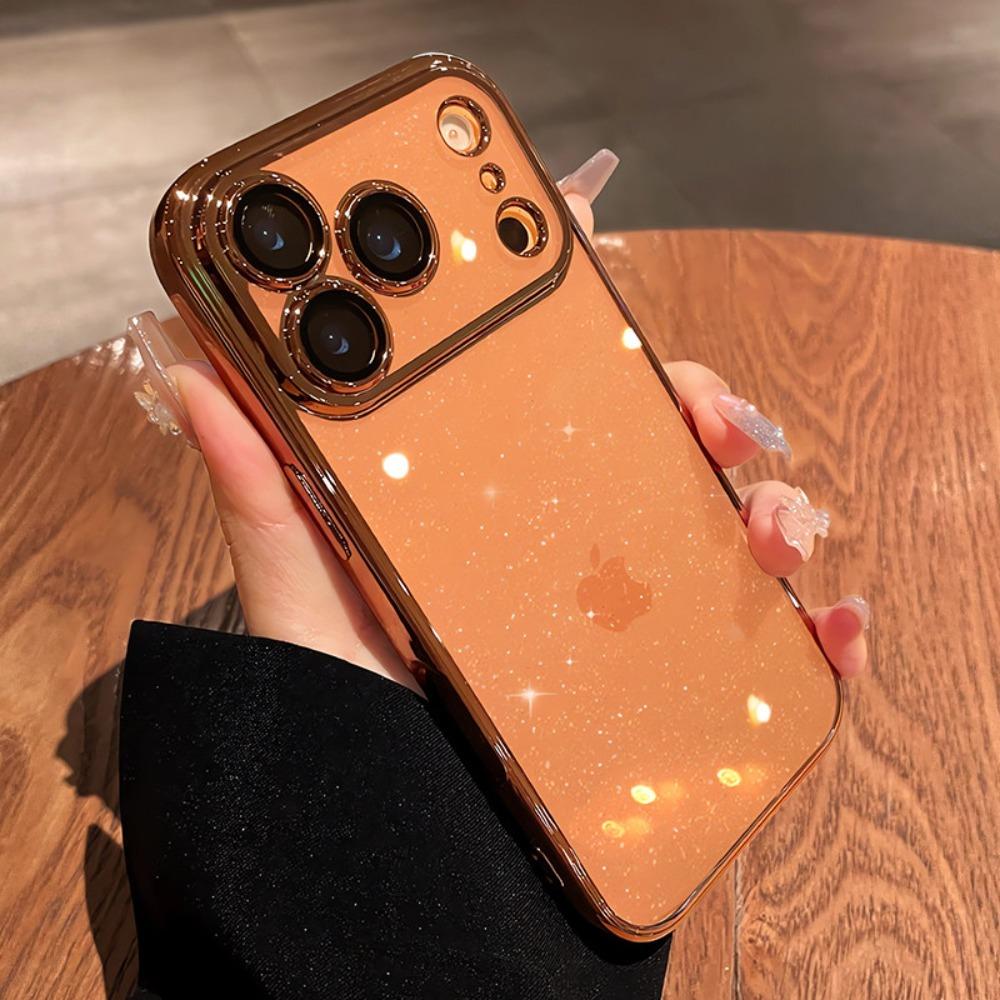 Transparent Glitter Phone Case For For Iphone 17 16 1 14 13 Pro Max 17Pro Air Pating Bumper Lens Protection Clear Back Cover