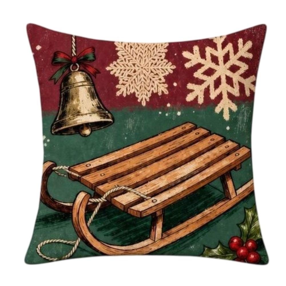 Soft Throw Cushion Case 2D Printed Snowman Pillow Cover Cartoon Cute Santa Pillow Cover Car