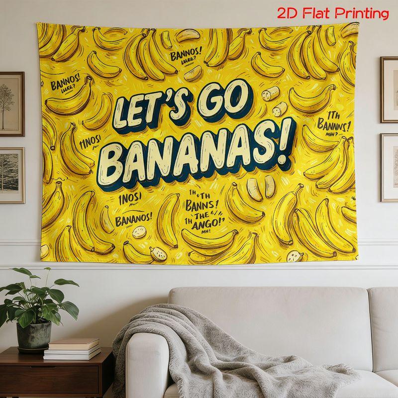 VIKAMA Cartoon Banana Tapestry, Fun Fruit-Themed Wall Hanging, Wall Backdrop for Bedrooms, Living Rooms, and Parties, Home Decor