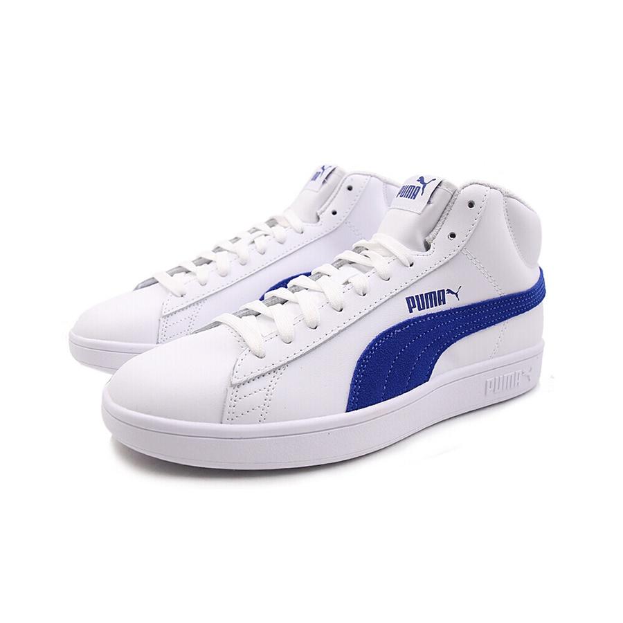 Puma Smash Szintetikus Bőr Közepesen Magas Szárú Sneakerek Uniszex Sneakerek Fehér Kék 366924-01