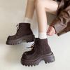 Brown retro small man heightened platform Martin boots women's 2025 new summer skirt Maillard short boots