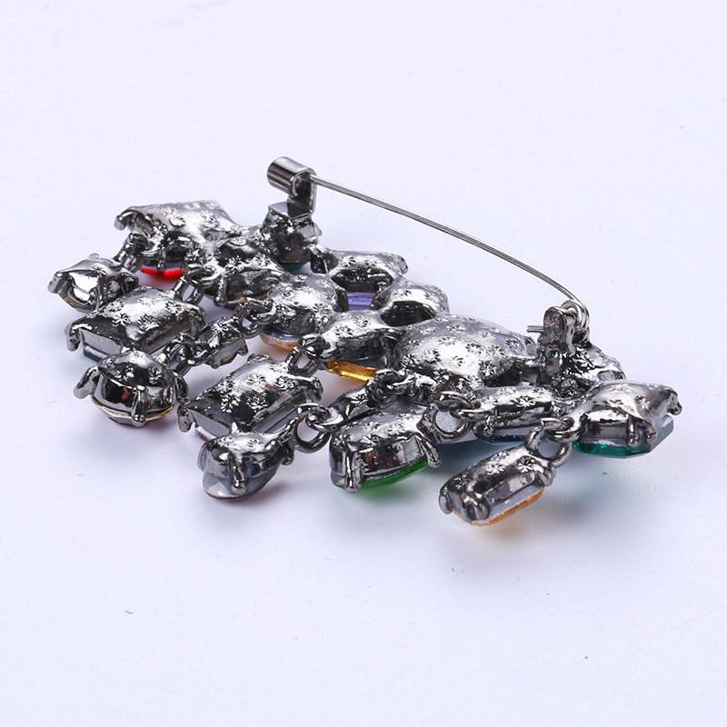 Vintage Mode Luxus Regenbogen Kristall Broschen Silber Farbe Strass Legierung Brosche Dame Party Pins Geburtstag Geschenke