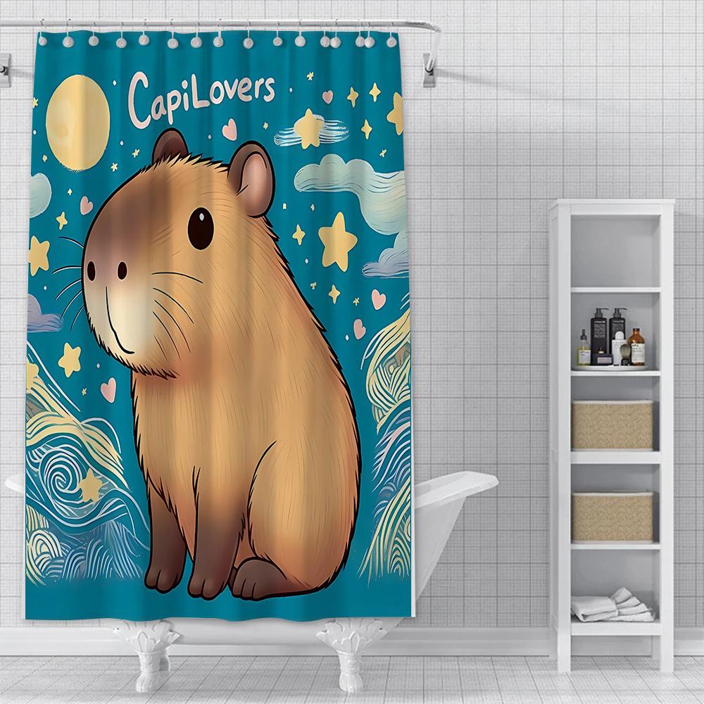 

Водонепроницаемая полиэстеровая ткань для душа, красочная занавеска для ванной с милыми капибарами, домашний декор для ванной, занавеска с крючком YL90x180cm