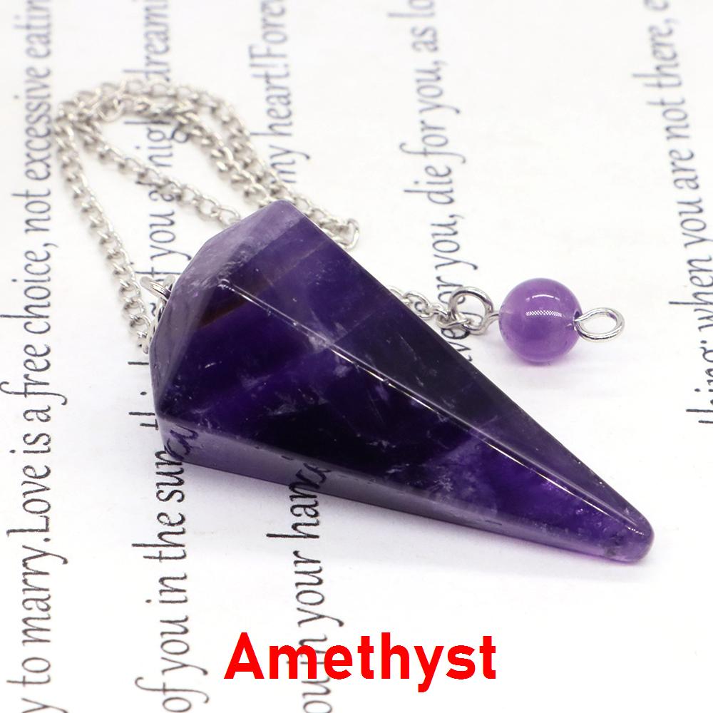 Natural Stone Reiki Healing Pendulum,For Dowsing Spiritual Divination Cone Crystal Quartz Pendulos Small Size Necklace Jewelry