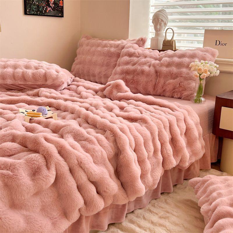 Plush Faux Rabbit Fur Blanket Sofa Bed Office Winter Warm Throw Soft Cozy Lap