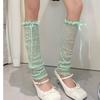 Candy Colors Leg Warmers Summer Women Sun Protection Dual-using Covers Lolita Fuffles Mesh Thin High Stockings Hollow Out Socks