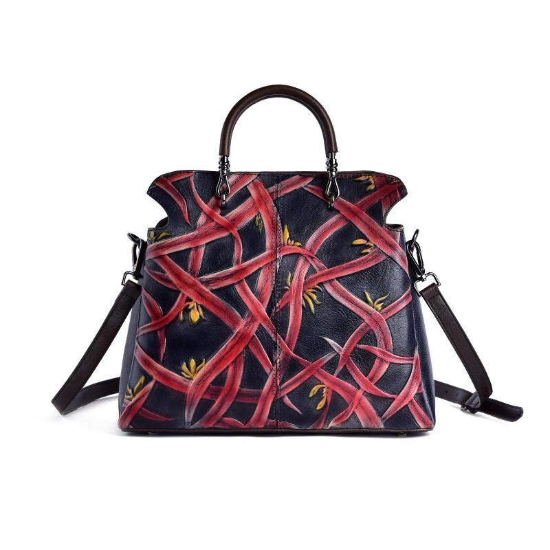 Dámské kabelky z pravé kůže Vintage kabelky Tašky přes rameno z embosované hovězí kůže Módní kabelka Crossbody