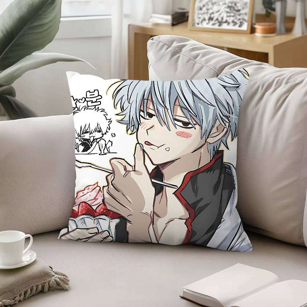 Anime GGintama Pillow Case Sofa And Living Room Decorative Cushion Covers Dustproof And Miteproof Invisible Zipper