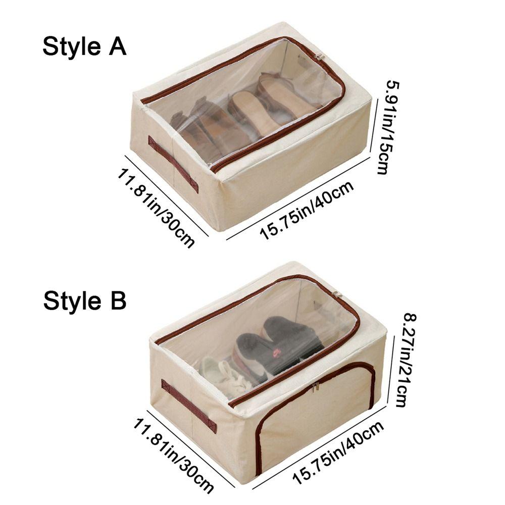 Large Capacity Underbed Shoe Storage Box Steel Frame Clothes Storage Organizer Shoe Basket Bedroom