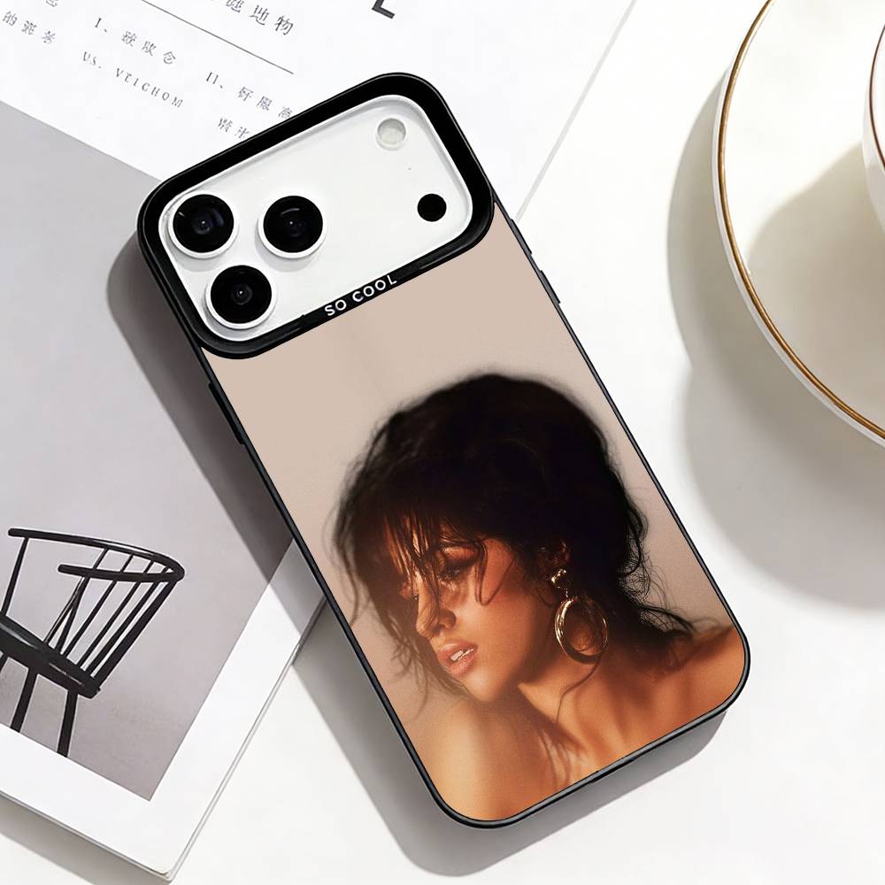 C-Camila C-Cabello Trendiges Style Handyhülle Für iPhone17,16,15,14,13,12,Pro Max Schwarzfarbene Silberbeschichtete Innenseite