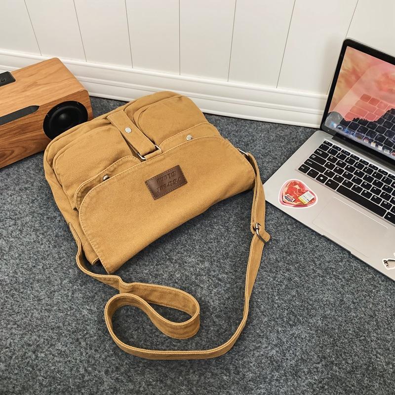 Fashion retro student canvas bag new Harajuku tooling messenger bag large capacity shoulder messenger bag female