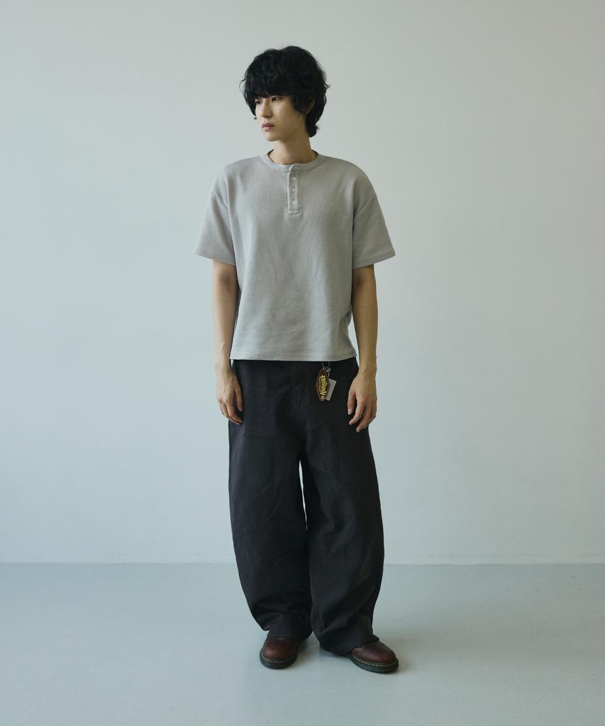 SIGNATURE Summer Wide Curved Dart Cotton Pants [Charcoal]