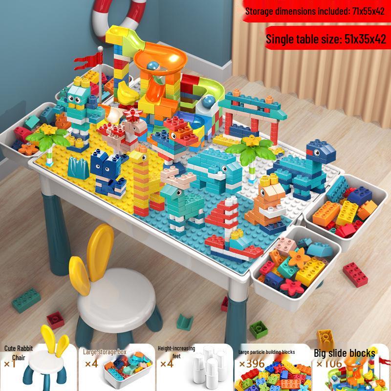 Large Particle Multifunctional Building Blocks Table for Early Education Games