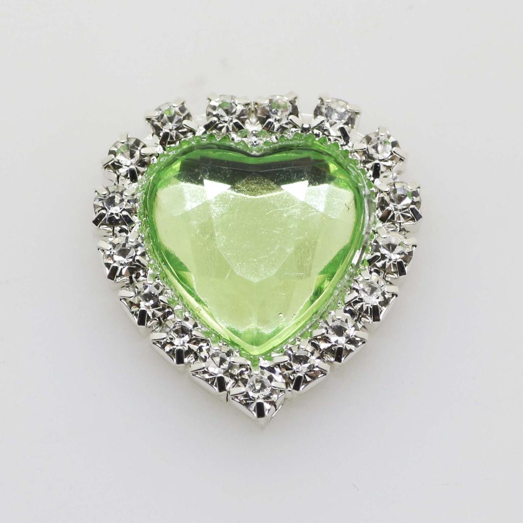 Mini 16mm(4/10 Inch) 10pcs Heart Acrylic Rhinestone Buttons DIY Hair Accessory Wedding Initiation Ribbon Decoration