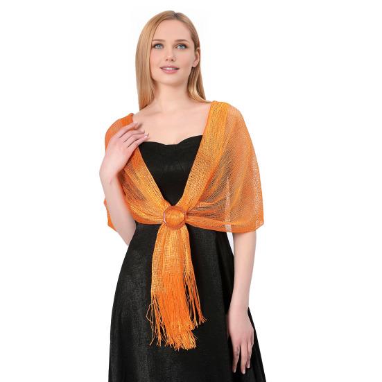 Metallic Shawl Glittery Glow Women Sparkling Wrap Tassel Bucket Design Formal Occasion Shawl Versatile Evening Shawl